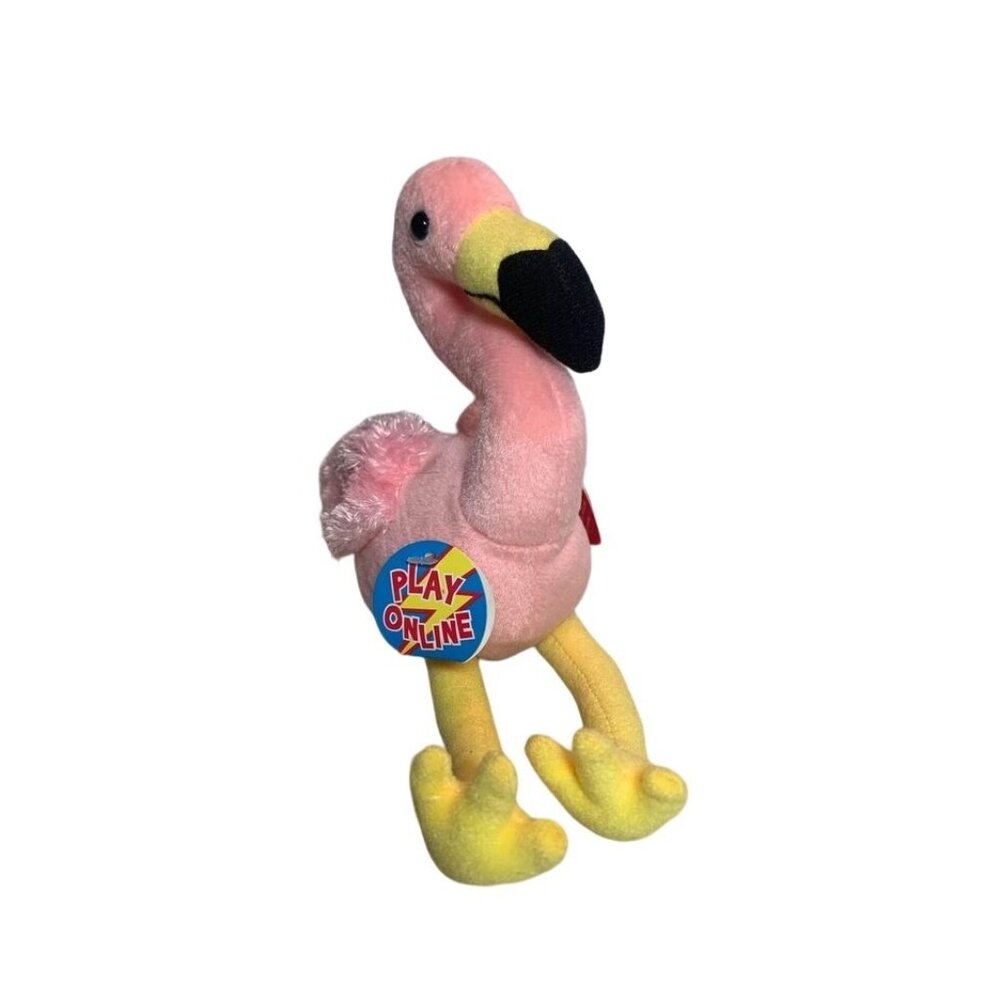 Ty Beanie Baby Splits 2.0 Flamingo Plush 2008 Pink/Yellow Play Online Tags Attac